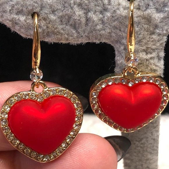 925 Silver with plated gold Pretty red heart  earrings —-NWOT - Picture 12 of 13